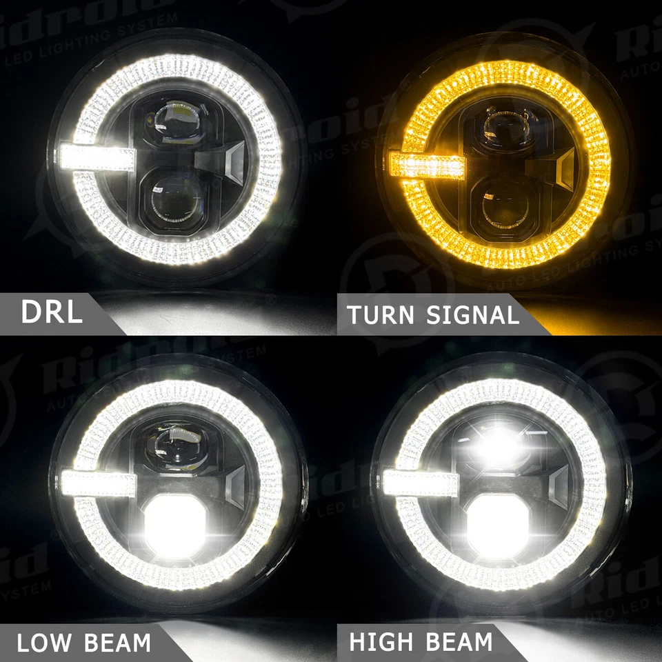 Combo de faros LED de 7 pulgadas Halo DRL + luces antiniebla de 4" para Hummer H2 H3T 06-10 Foto 4 de 4