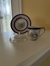 Limoges France Cup and Saucer Hand Painted Gold Trim