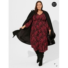 Torrid Midi WITCHY Dress Tea Length Open Back A-Line 2 Paisley Black Red