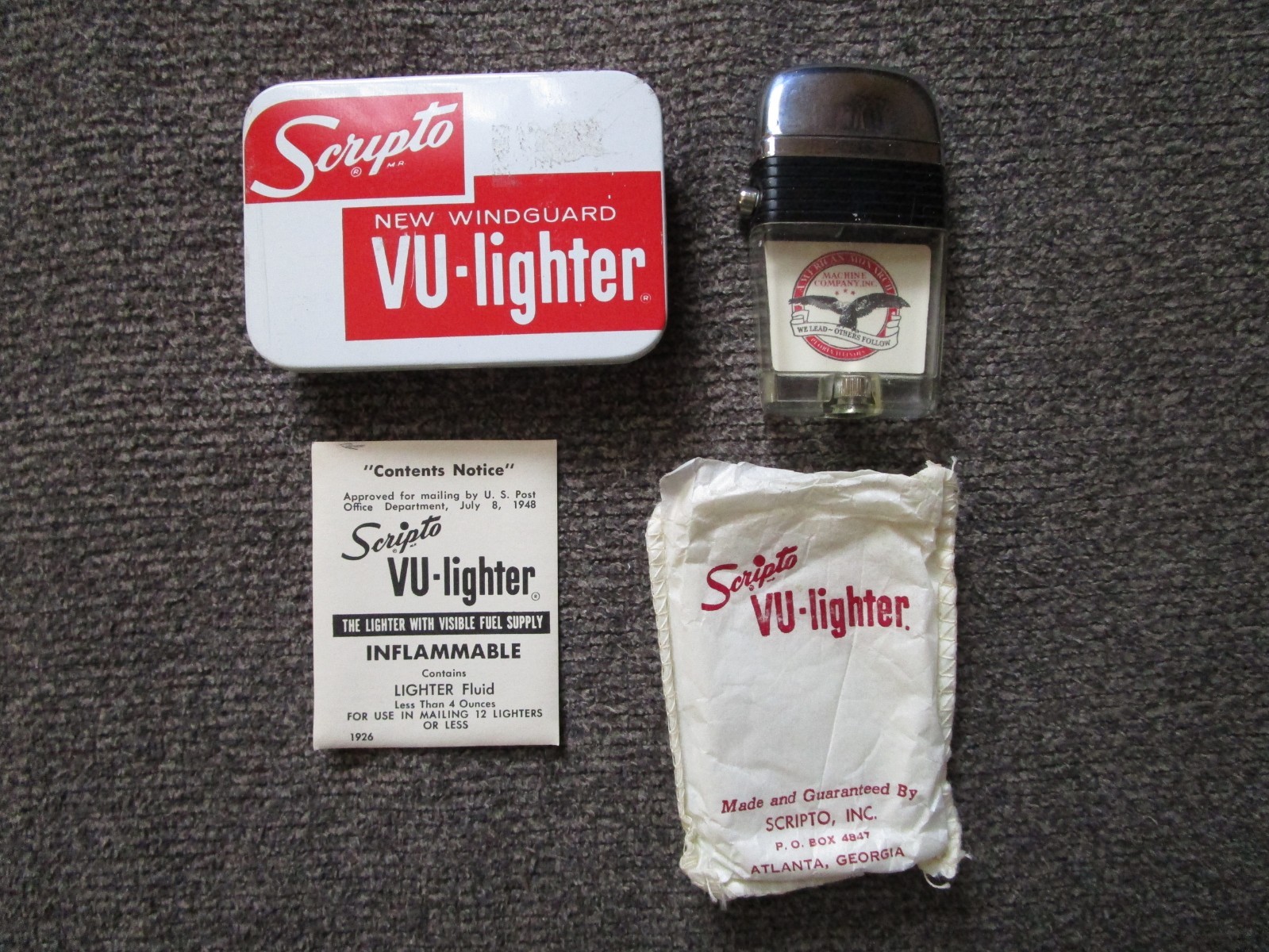 Vintage Scripto VU-Lighter With Tin Box-Lighter-Sack and Ins