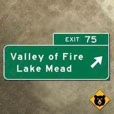 Nevada Interstate 15 Exit 75 Valley of Fire Lake Mead highway road sign 27x12