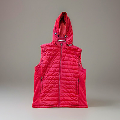 ZARA MAN Mens Red Hooded Puffer Vest Full Zip Pockets Size XL