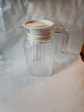 VTG Anchor Hocking 1 Qt Glass Fridge Mini Glass Juice Milk Pitcher 6.5" EUC