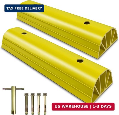 HOXWELL Garage Tire Stops for Garage Floor High-Visibility, 2 Pack 3.1'' Higher B