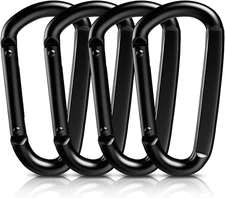 Heavy Duty Carabiner Clips, 3" Iron - 880Lbs, D-Ring Keychain Hooks, Set of 4