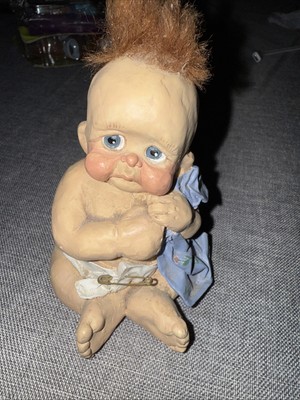 Cast Art Sitting Red Head Baby Cradlerock  by Kristen Haynes 1993 Figurine