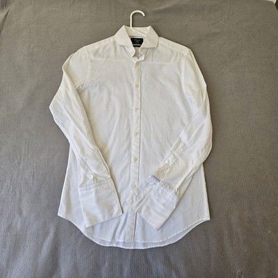 T.M. Lewin White Dress Shirt 15  33 White Slim Fit French Cuff Finest Two-Fold