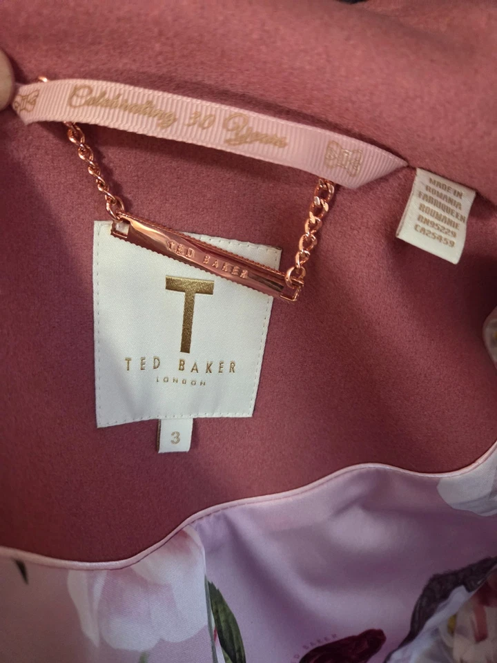 Шерстяная кашемировая куртка с поясом Ted Baker Sandra Rose Pink TB 3 UK 12 US 8 - Изображение 4 из 4