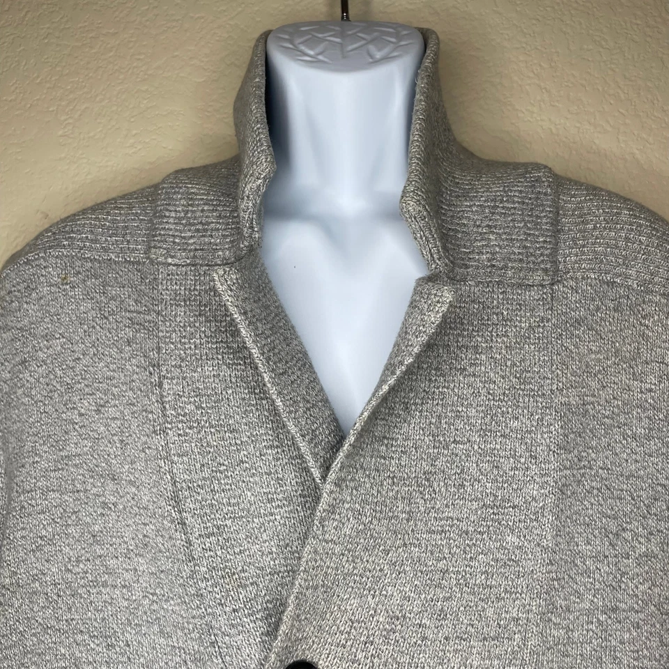 Cárdigan tejido estilo chaquetón con doble cuello de algodón gris talla M de H&M para hombre Foto 2 de 4