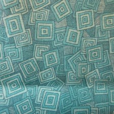 Cotton FABRIC shades of turquoise/aqua geometric Piece 1yd 27" L x 20" wide