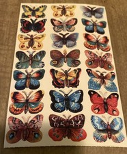 Vintage 90's Gifted Line Stickers REALISTIC BUTTERFLIES 1 Complete Sheet