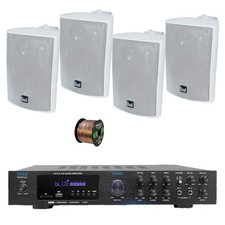Pyle PDA8BU 5.1 Channel Home Audio Bluetooth Receiver, 4x 4" White Speakers,Wire