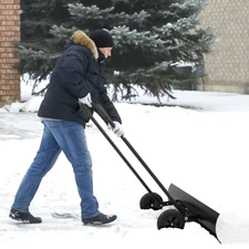 39" Adjustable Wheeled Snow Pusher for Efficient Snow Removal