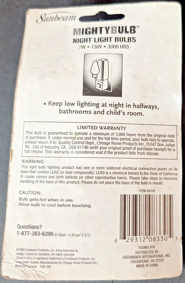 Sunbeam 4 Pack Mighty Bulb Night Light 7 Watt 3000 Hours Candelabra Base - Image 2 of 4