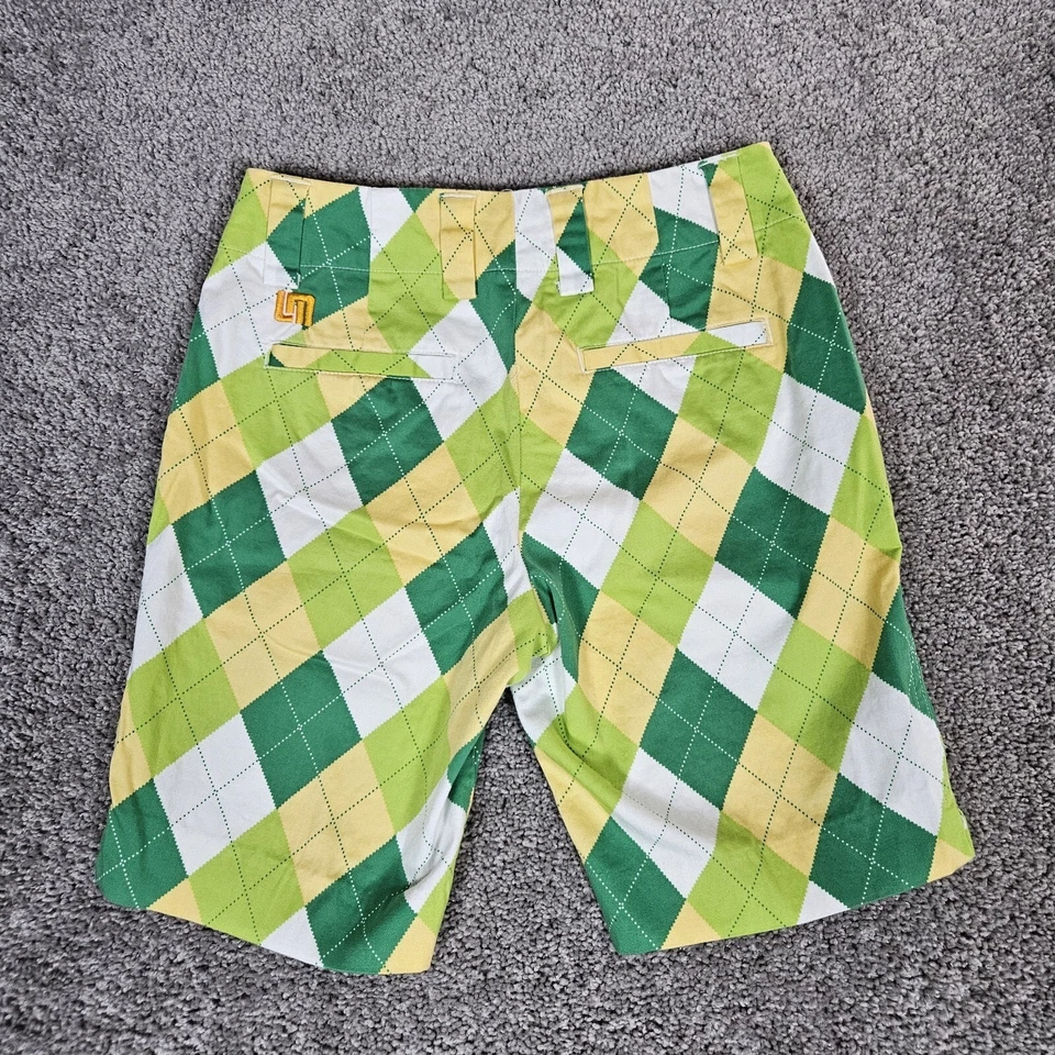 Pantalones Cortos Loudmouth Para Mujer 0 Kelly Verde Argyle Golf A Tisket A Tasket Preppy Foto 2 de 4