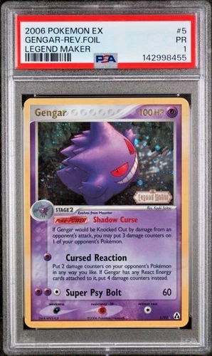 SWIRL PSA 1 2006 Pokemon EX Legend Maker Gengar STAMPED Reverse Holo Foil 5/92