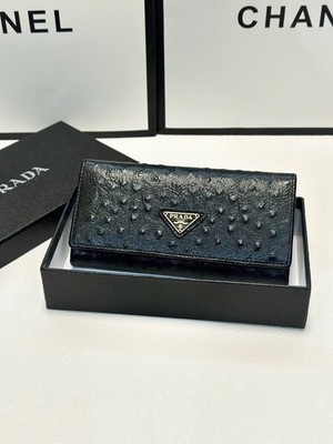 Prada Long Fold Wallet Classic Triangle Logo Practical Daily Purse 19x10cm