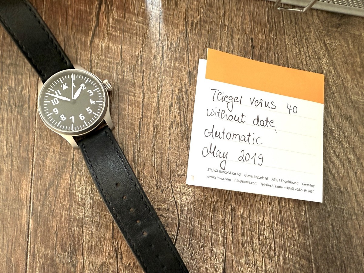 Stowa Flieger Verus 40 Pilot Automatic Black Dial Men's Watch w/Box, Paper