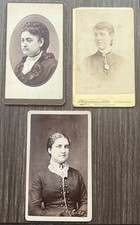 3 Antique Cabinet Card Photo Portrait Women Girl Teenager Beautiful Fashion