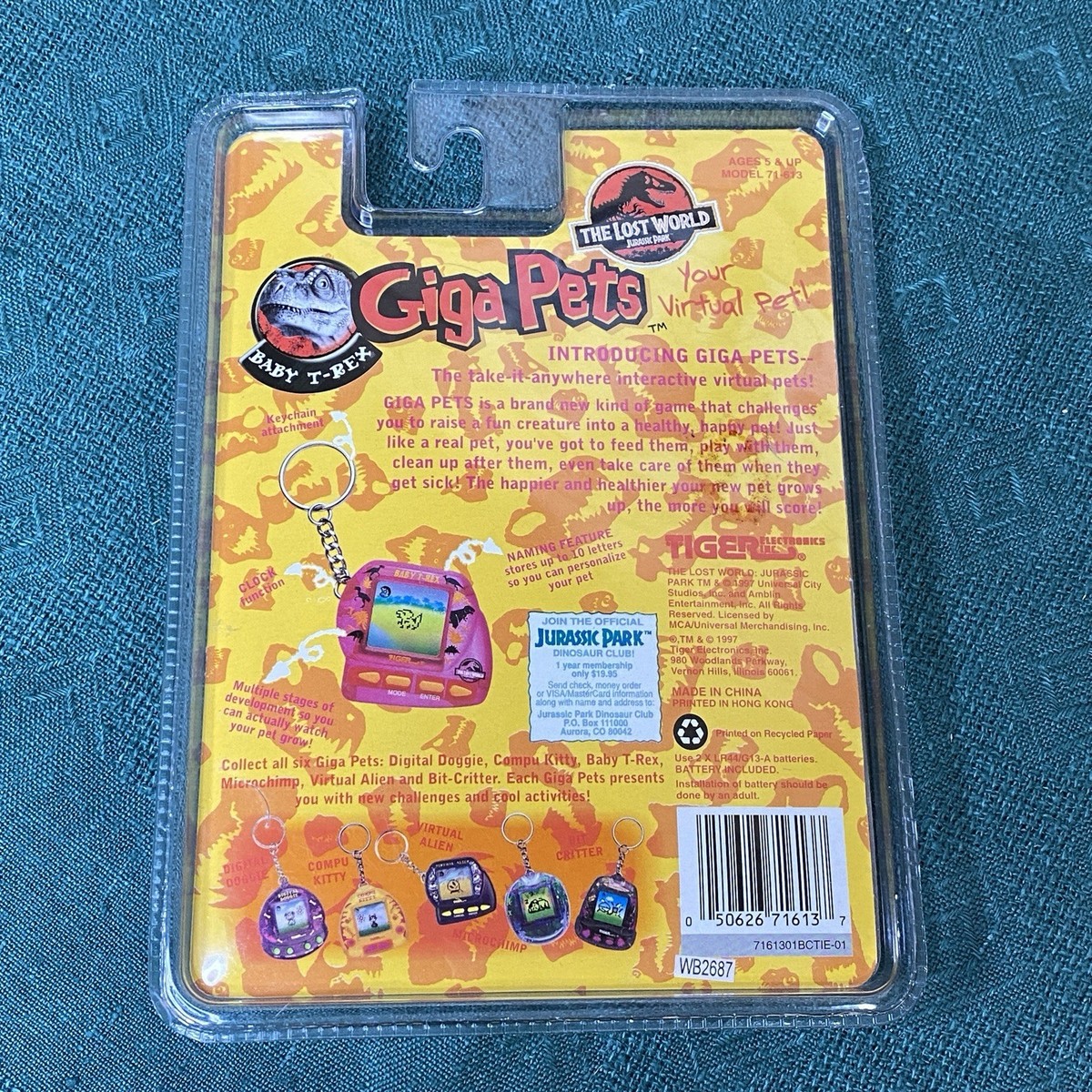 Vintage 1997 Tiger Electronics Jurassic Park Lost World Baby T-rex