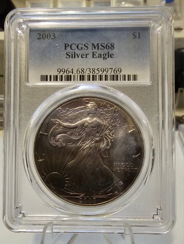 2003 PCGS MS68 SILVER EAGLE BEAUTIFUL TONE