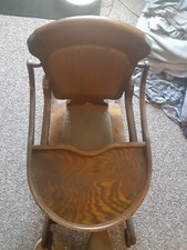 ANTIQUE ANTHROPOMORPHIC CHILD  S HIGH CHAIR / ROCKER - ADJUSTABLE HEIGHTS - CANE
