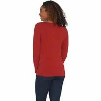 トップス Gail Denim & Co. Knit Raglan Flutter-Sleeve V-Neck Top - QVC.com