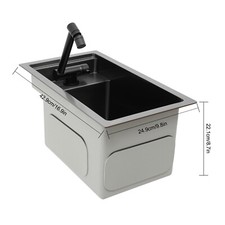 Single Bowl Kitchen Bar Sink Hidden Drop-in Kitchen Sink with Folding Faucet New