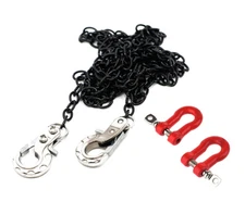 Realistic 1/10 Size Drag Chain & Tow Hooks w/Bow Shackle for 1/10 Scale Off-Road