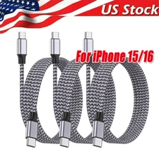 60W USB-C to USB-C Cable Fast Charger lot PD Nylon Cord iPhone 16 15 Pro Samsung