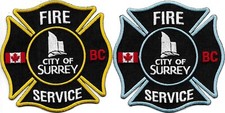 2 x  CANADA FIRE Dept. Patch SURREY British Columbia Kanada Feuerwehr Abzeichen