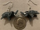 GRAY ELEPHANT GLASS BEAD EARRINGS with SS Ear Wires AFRICAN ASIAN TRUNK TUSK — photo 5