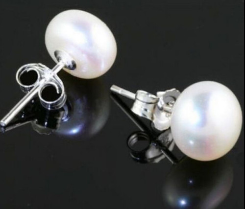 Wholesale Natural White Freshwater Pearl Sterling 925 Silver Stud Earrings