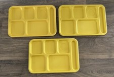 3 CAMBRO Plastic School Cafe Lunch Trays Yellow Made In USA Lot Of 3 #BCT1014