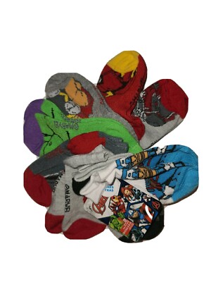Marvel  Avengers  Boys 8 Pair No Show Socks Size S 4.5-8.5 NEW