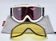 Bolle Mojo White Frame 2x Lens Set Storm Rose & Yellow Snow Goggles w Cinch Case