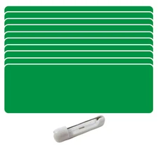 10 BLANK 1 X 3 GREEN NAME BADGES TAGS 1/8" CORNERS AND SAFETY PIN FASTENERS