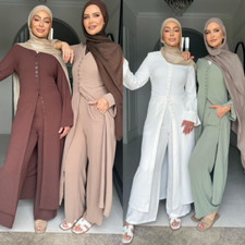 Arab Ramadan Women Blouse Long Pants Muslim Islamic Abaya Dress Robe 2Pcs Sets