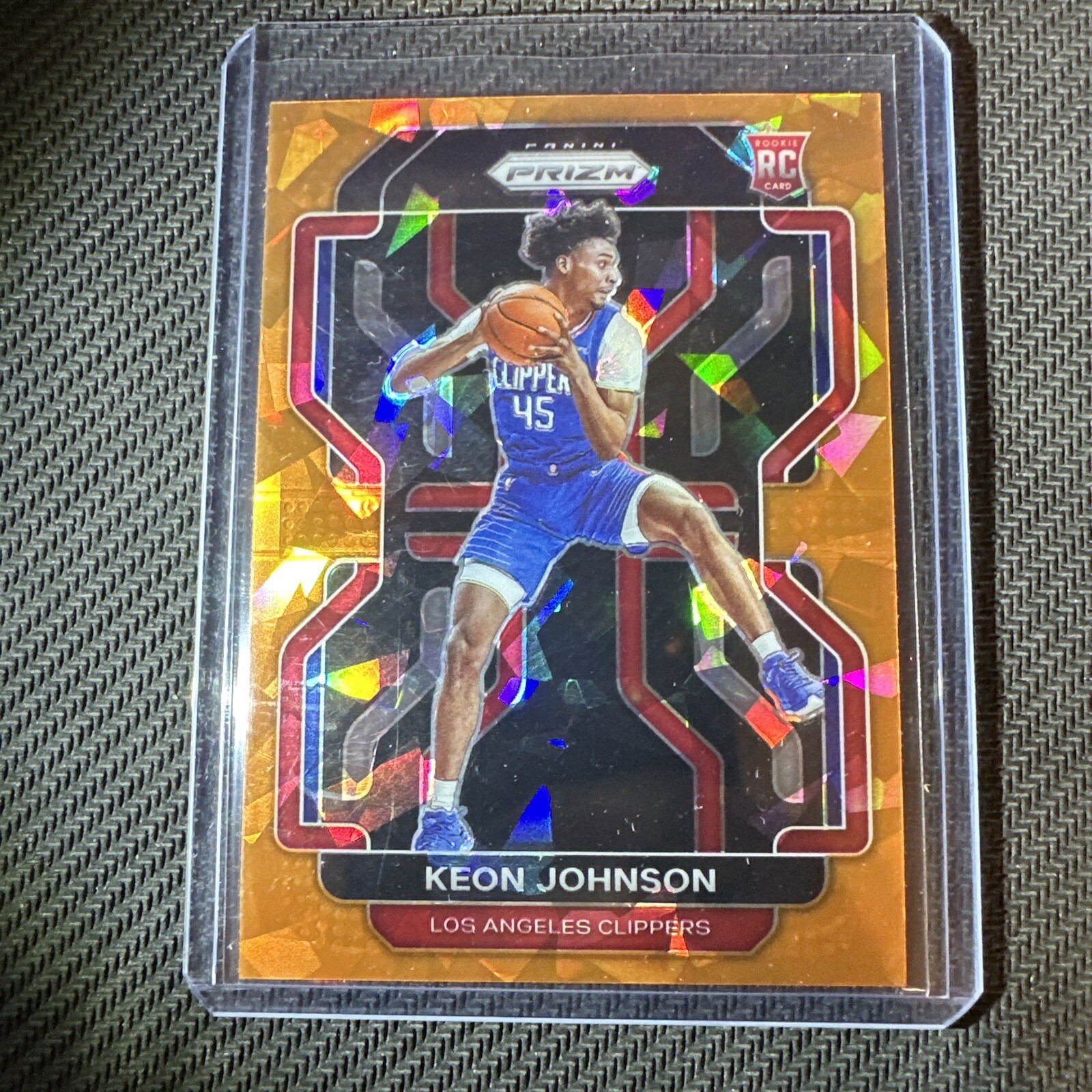 2021-22 Panini Prizm - Keon Johnson - RC - Orange Cracked Ice - #326 - Clippers