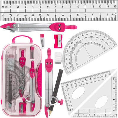 Geometry Set Maths Compasses for Students with Compasses Protractor in Carry Cas