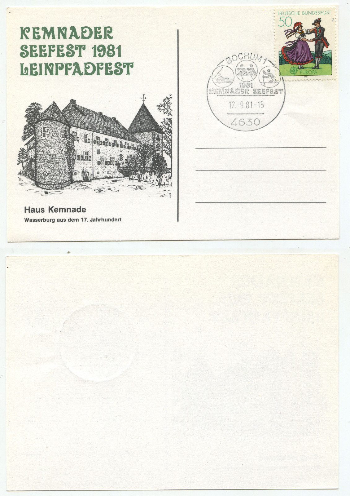08825 Sonderstempel Kemnader Seefest Bochum 12.9.1981 Mi.Nr