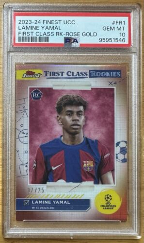 /75 PSA 10 RC Lamine Yamal 2023-24 Finest Rose Gold Rookie First Class