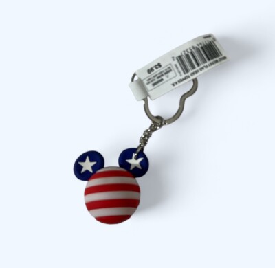 Disney Mickey Mouse Shaped Foam Flag Head Key Ring Keychain