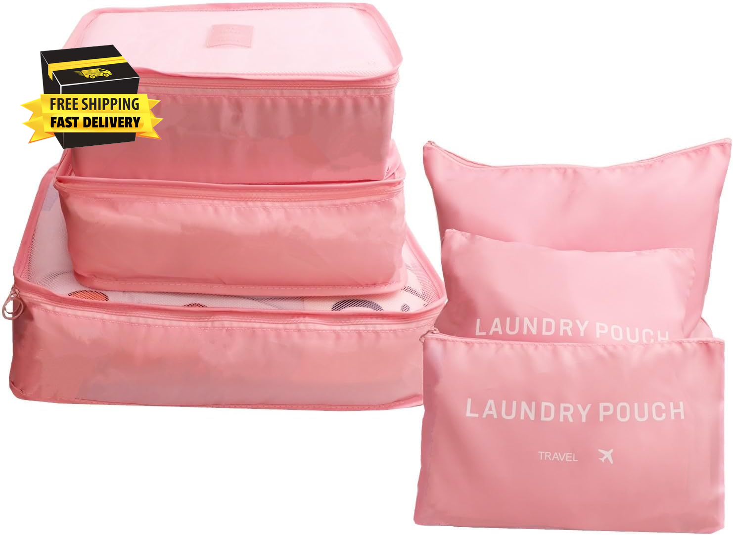 6 Pack Packing Cubes for Suitcases - Compression Luggage Packing Organizers with