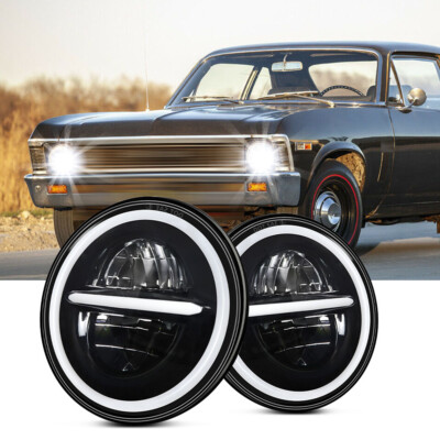DOT Approved 7'' inch Round Led Headlight Angel Eye for Chevy II/Nova 1969-79