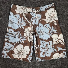 Hang Ten Swim Trunks Boys Large 14/16 Floral Lined Cargo Pocket Beach Surfing