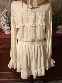 Free People Ruffle & Lace Romper/Beach Cover Up Size M *NEW*