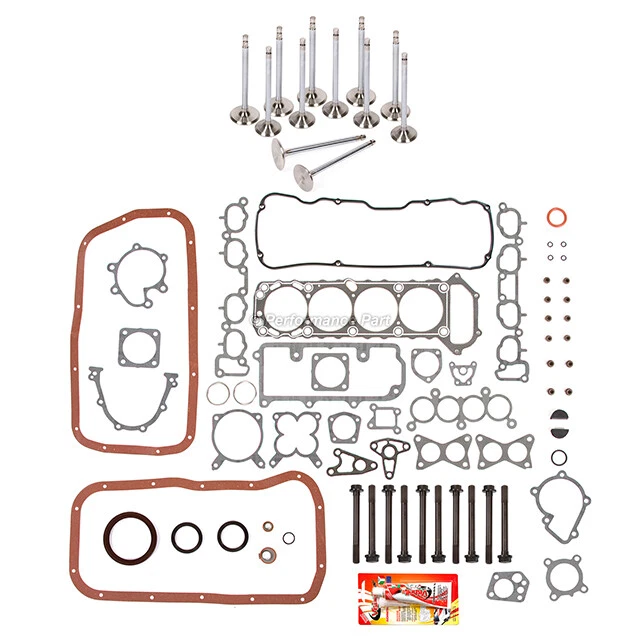 Juego completo de juntas válvulas de escape de admisión aptas para 89-90 Nissan D21 240SX 2.4 SOHC KA24E Foto 4 de 4