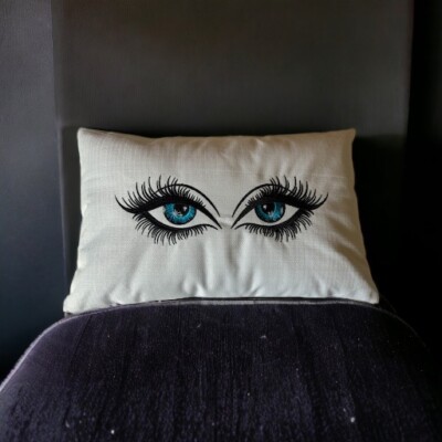 Eyes Luxury Embroidery Outdoor/indoor Modern Throw Pillow.Made In USA