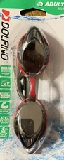  Dolfino Zeus Mirrored Swim Goggles Adult Latex Free UV Protection 3 Nose Bridge